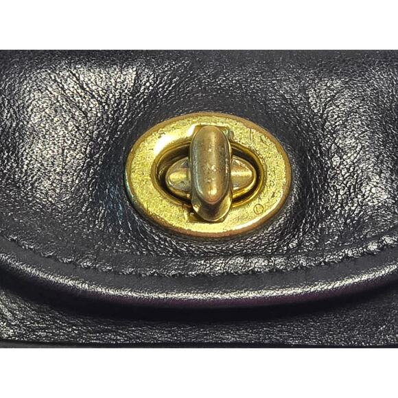 90s Coach Vintage Black Leather Mini City Bag Coin Purse Keychain Fob Charm - Picture 8 of 15